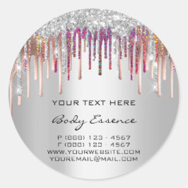Sticker Rond Holographe maquillage gouttes Rose Silver Grey Vac