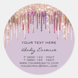 Sticker Rond Holographe maquillage gouttes Rose violet vacances