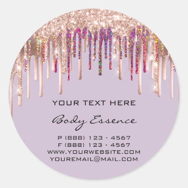Sticker Rond Holographe maquillage gouttes Rose violet vacances (Devant)