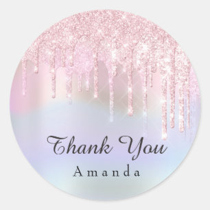 Sticker Rond Holographe Merci Sweet 16ème Parties scintillant r