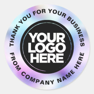 Sticker Rond Holographe Nom de logo personnalisé Merci Web