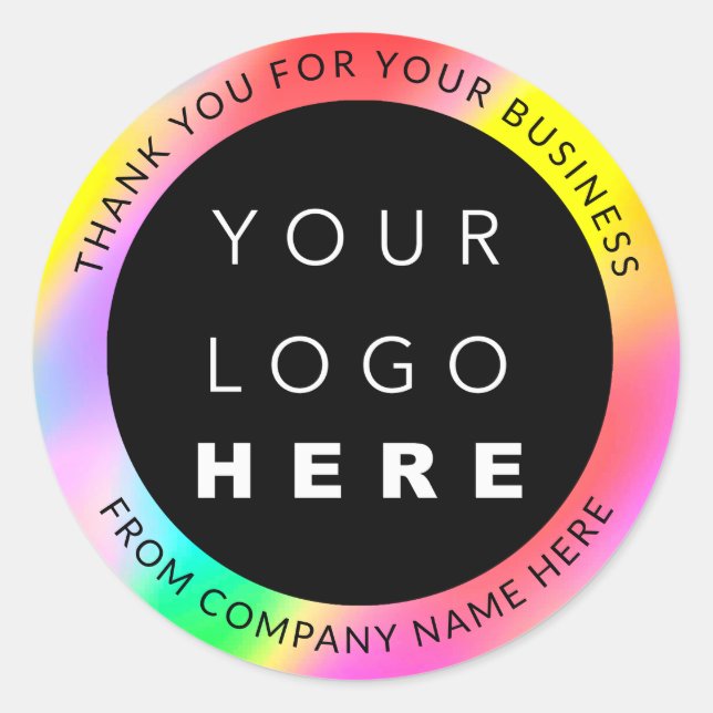 Sticker Rond Holographe Nom du logo personnalisé Web Pink Thank (Devant)