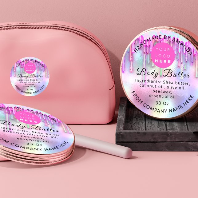 Sticker Rond Holographe Personnalisé Nom Logo Corps Gold Drift  (Créateur téléchargé)