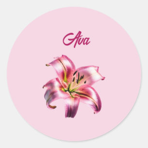 Sticker Rond Holographique Iridescendant Rose Asiatique Lily