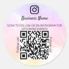 Sticker Rond Holographique opale nom d'entreprise qr code insta