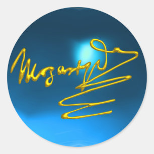 Sticker Rond HOMAGE À MOZART, saphir bleu