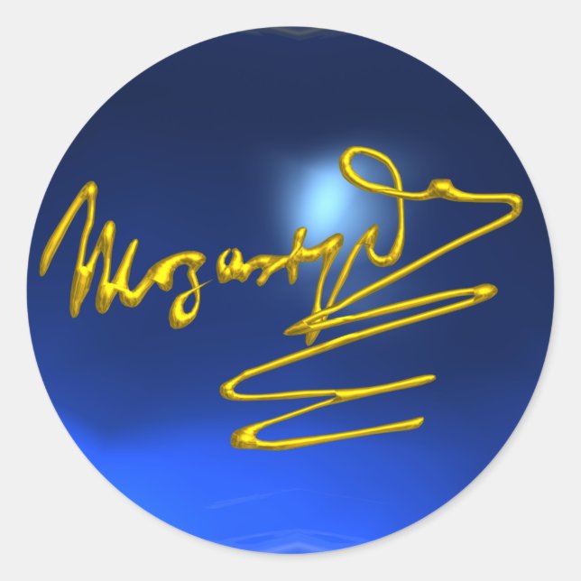 Sticker Rond HOMAGE À MOZART, saphir bleu (Devant)