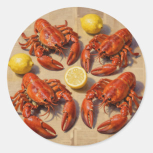 Sticker Rond Homard bouilli frais Fête du citron Journal