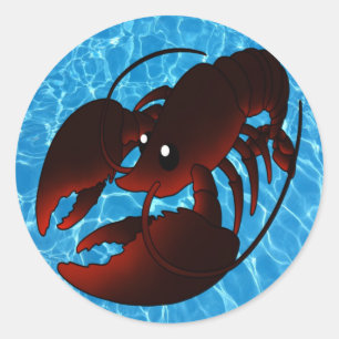 Sticker Rond Homard rouge caricature mignon