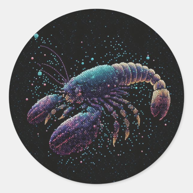 Sticker Rond Homard spatial (Devant)