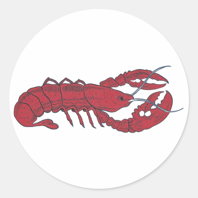 Sticker Rond Homard vintage (Devant)