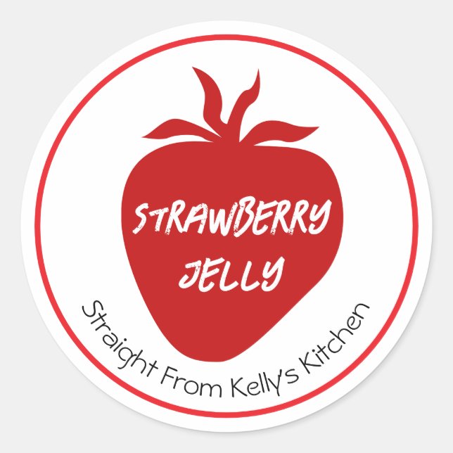 Sticker Rond Home Canning Business Strawberry Jelly Jam Label (Devant)