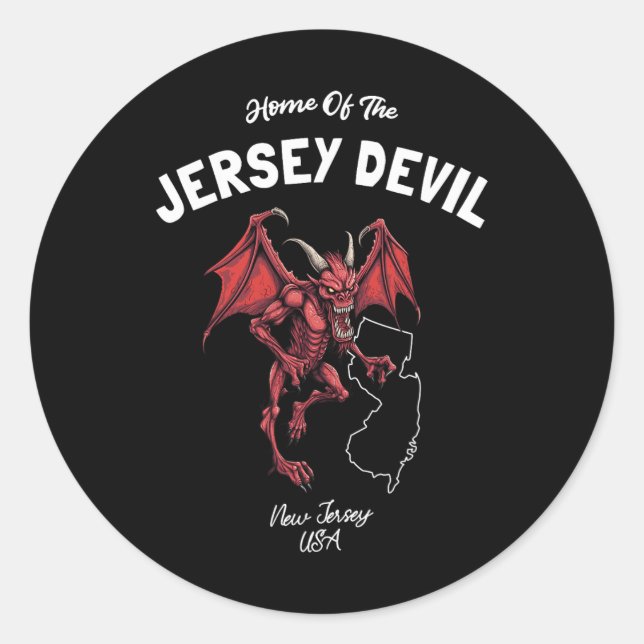 Sticker Rond Home Of The Jersey Devil New Jersey Usa Cryptid  (Devant)