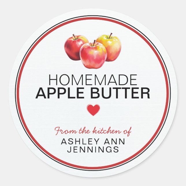 Sticker Rond Homemade Apple Butter Label | From the Kitchen Of (Devant)