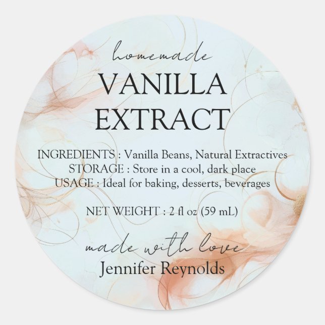 Sticker Rond Homemade blue Vanilla Extract and Instructions (Devant)