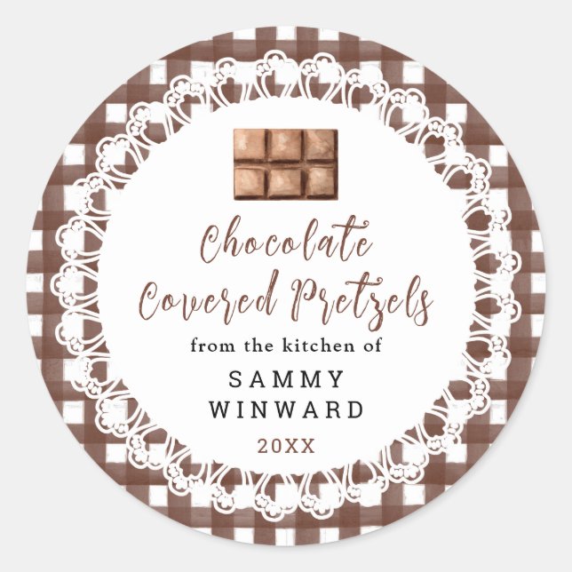 Sticker Rond Homemade Chocolate Covered Pretzels Label (Devant)