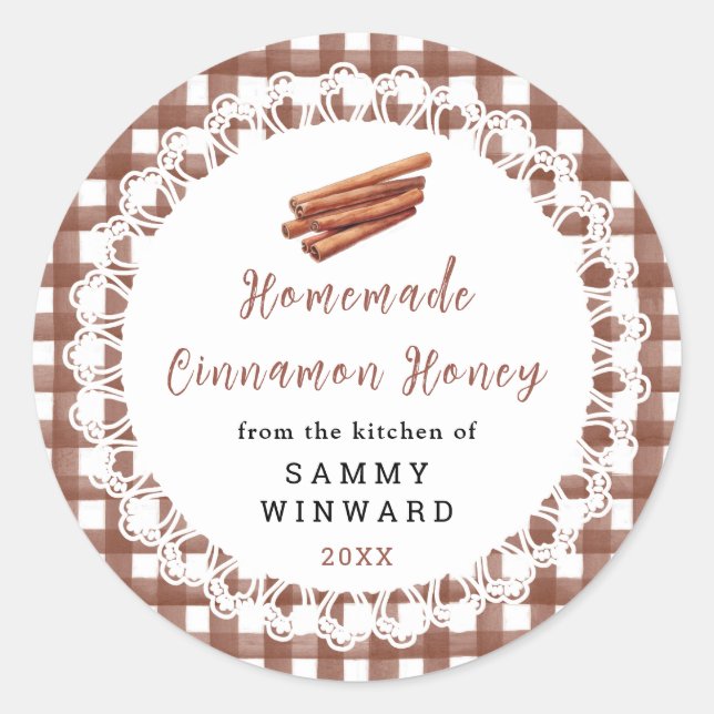 Sticker Rond Homemade Cinnamon Honey Label (Devant)