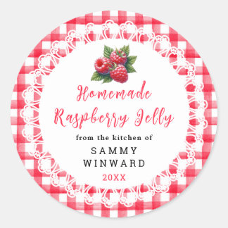 Sticker Rond Homemade Raspberry Jelly Label