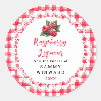 Sticker Rond Homemade Raspberry Liqueur Label
