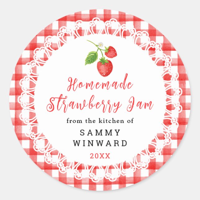 Sticker Rond Homemade Strawberry Jam Label (Devant)