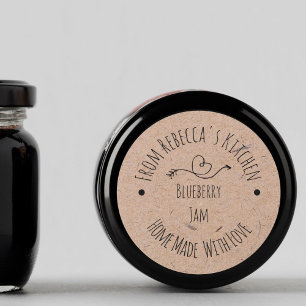 Sticker Rond Homemade with Love Kraft Paper   Jam Canning Label