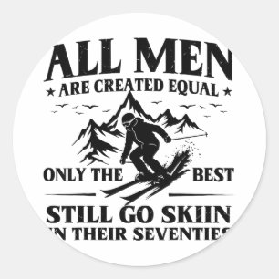 Sticker Rond Homme 70 ans skieur hommes font du ski en
