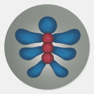Sticker Rond Homme bulle bleu et rouge