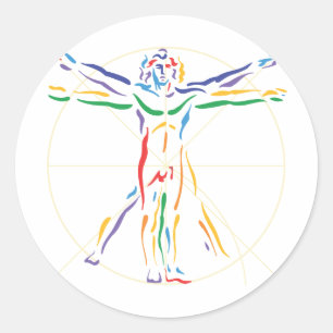 Sticker Rond Homme d'anatomie DaVinci en Chakra