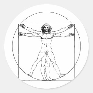 Sticker Rond Homme de da Vinci Vitruvian
