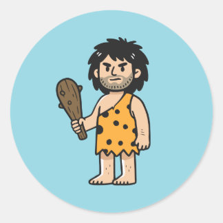Sticker Rond homme de la grotte de Throk