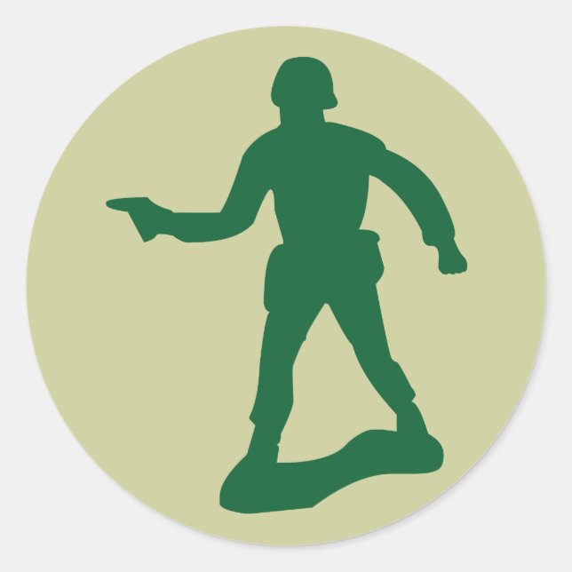 Sticker Rond Homme de l'armée verte (Devant)