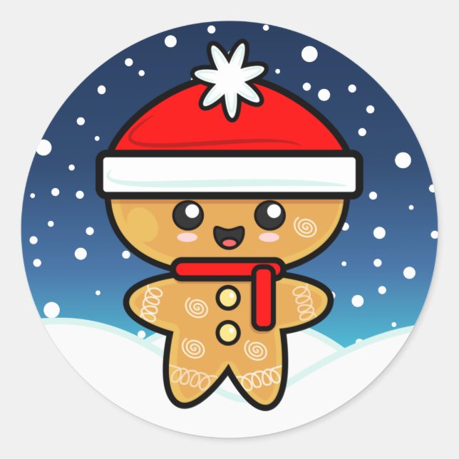 Sticker Rond Homme de pain d'épice de Noël (Devant)
