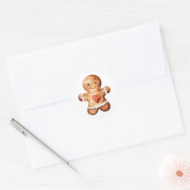 Sticker Rond Homme de pain d'épices (Enveloppe)