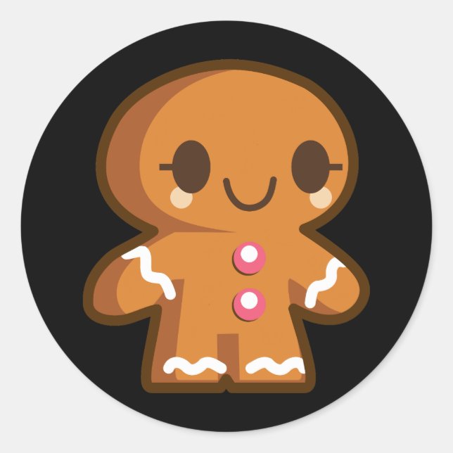 Sticker Rond Homme de pain d'épices mignon (Devant)