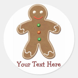 Sticker Rond Homme en pain d'épices de Noël