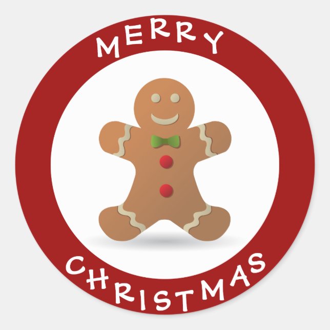 Sticker Rond Homme en pain d'épices de Noël joyeux (Devant)