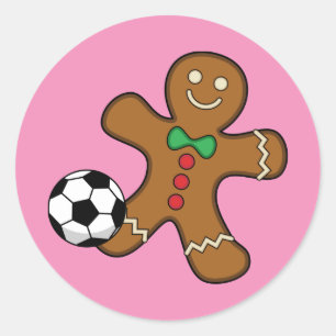 Sticker Rond Homme en pain d'épices jouant au football