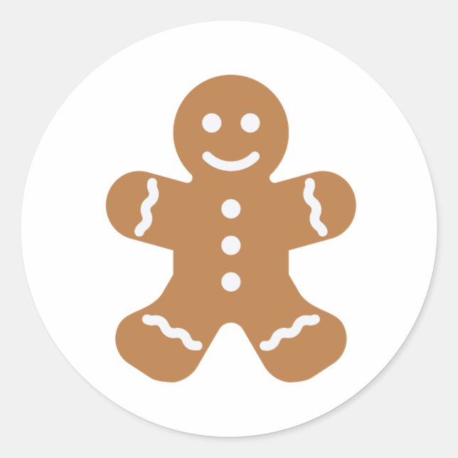 Sticker Rond Homme en pain d'épices joyeux et mignon (Devant)