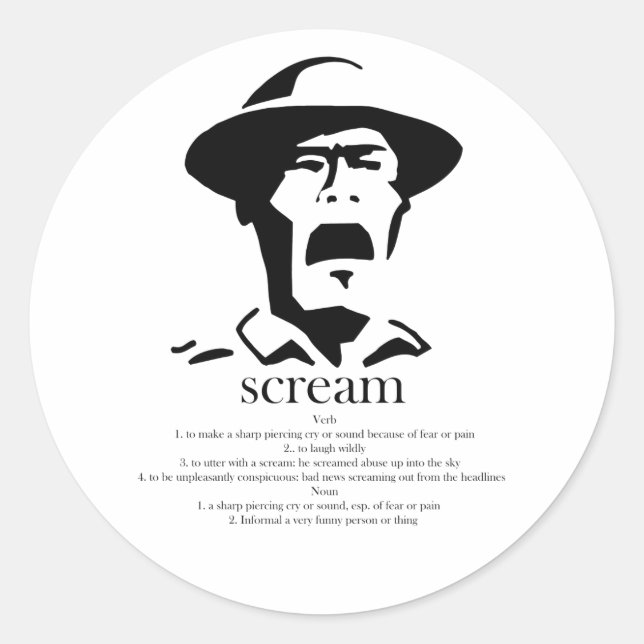 Sticker Rond homme hurlant avec définition (Devant)