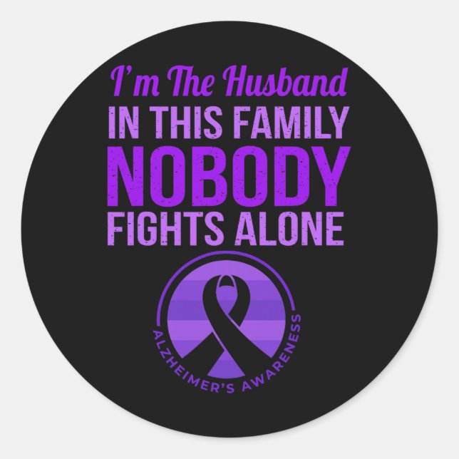 Sticker Rond Homme Mari Personne ne combat seul Alzheimer's Awa (Devant)