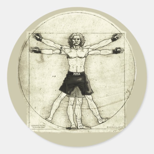Sticker Rond Homme MIXED MARTIAL ART vitruvien (Devant)
