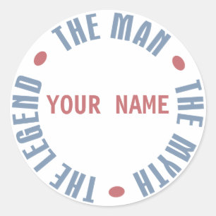 Sticker Rond Homme Myth Legend, personnalisable