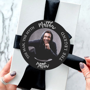 Sticker Rond Homme mythe légende photo nom