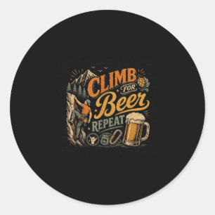 Sticker Rond Homme qui monte à la bière graphique rétro vintage
