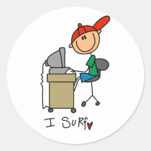 Sticker Rond Homme Stick Figure Navigateur Web