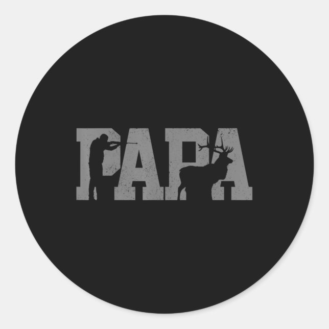 Sticker Rond Hommes Chasse Papa Fête des pères Papa Deer Elk Hu (Devant)