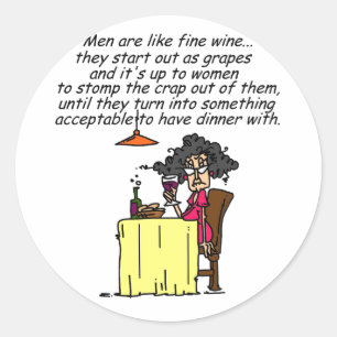 Sticker Rond Hommes et FIne Humour de vin