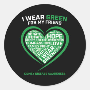 Sticker Rond Hommes Femmes Enfants Cadeaux verts Ami Maladie du