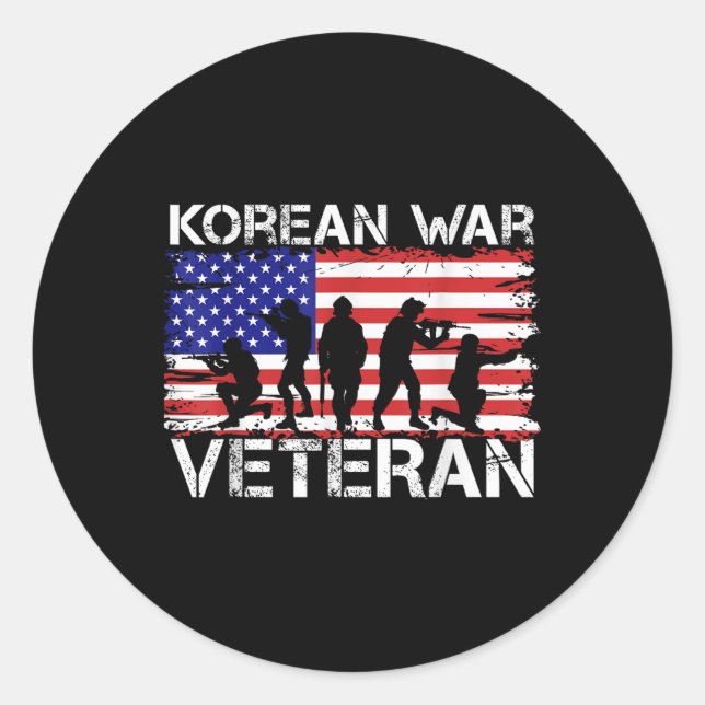Sticker Rond Hommes Femmes Vétéran de guerre coréen (Devant)
