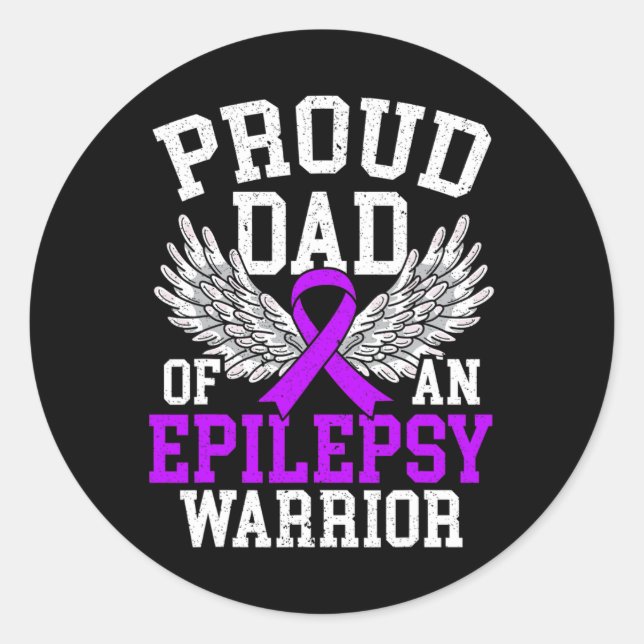Sticker Rond Hommes Fier Papa D'Une Épilepsie Guerrière Epileps (Devant)